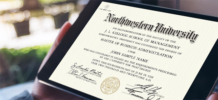 sample Northwestern diploma